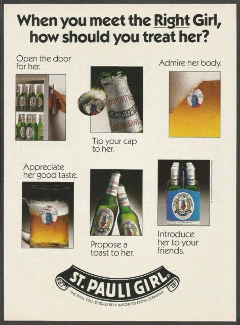 Stpauli Girl Beer Imported From Germany 1989 Vintage Print Ad Ebay