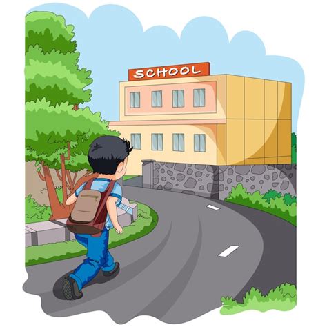 Premium Vector Boy Going To The School Vector Illustration