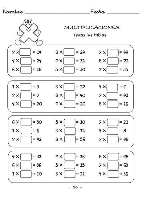 Multiplicación Para Niños De Segundo Grado De Primaria Math Fact