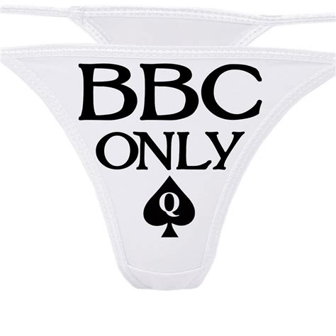 bbc only queen of spades qofs logo on white thong lovers owned slave panty sexy funny rude