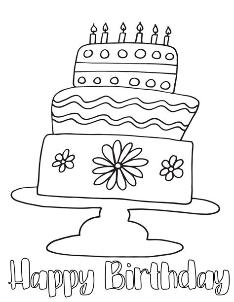 Happy Birthday Cake Coloring Sheet