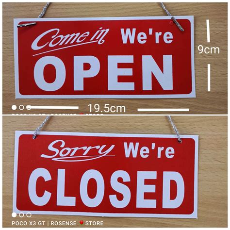 2 In 1 Open Closed Door Sign Signage Double Sided Door Plate Yes We
