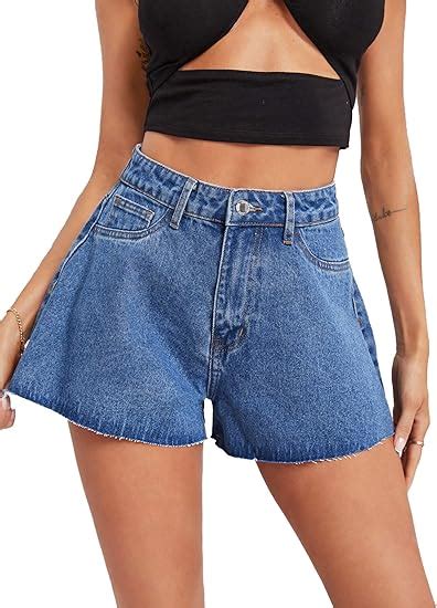 Milumia Womens Raw Hem Wide Leg High Waist Zip Front Denim Shorts Jeans With Pockets At Amazon
