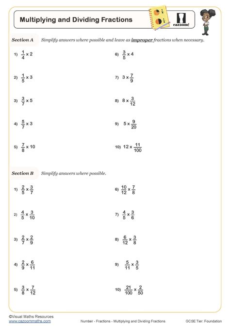 Multiplying And Dividing Fractions Worksheet Printable Pdf Worksheets