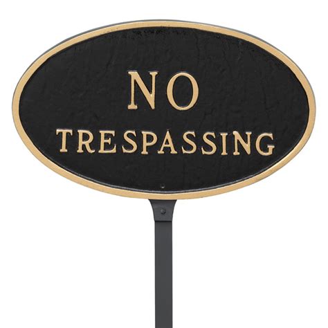 6″ X 10″ Small Oval No Trespassing Statement Plaque Sign With 175