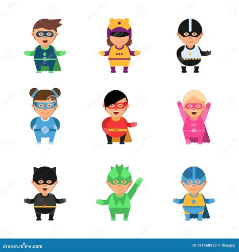 Kids Superheroes Cartoon 2d Game Characters Of Heroes In Mask Cute