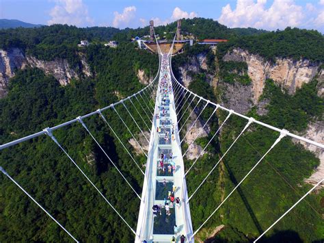 Worlds Highest Glass Bottomed Bridge Opens In China Terrifying Images