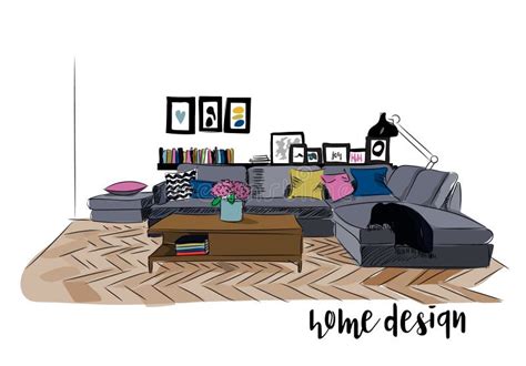 Vector Interior Design Illustration Modern Living Room Decor