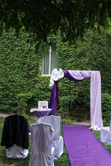 Purple Wedding Arch Decorated With Paper Flowers Lilac And Purple