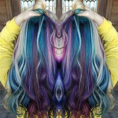mermaid peekaboo color with pravana purple blue teal green wild orchid purple hair ash