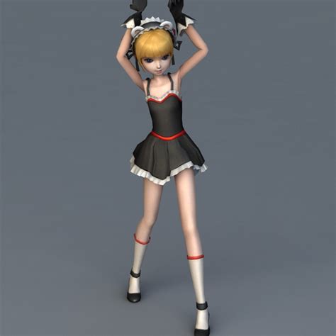 Anime Girl Character Rigged Animated D Model Ds Max Files Free Download Modeling On Cadnav
