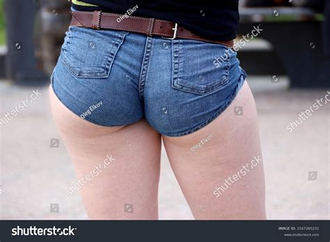 Woman Sexy Jeans Shorts Standing On Stock Photo Shutterstock