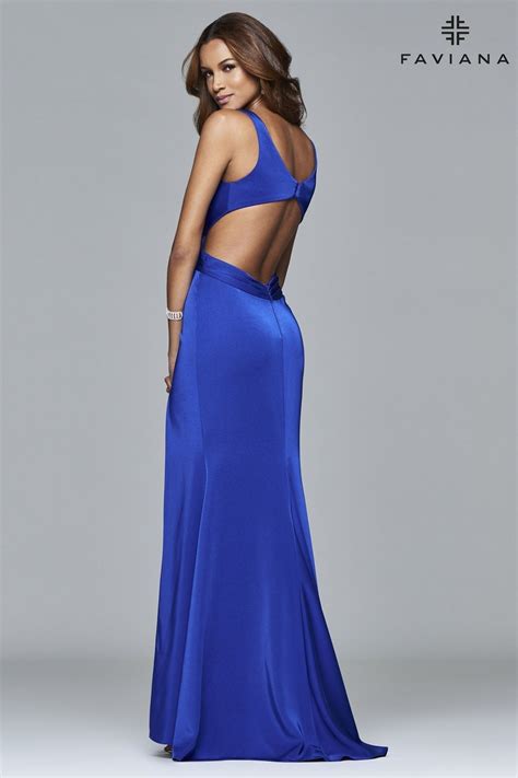 Royal Long Stretch Faille Satin With Side Cutouts Faviana Style 7954