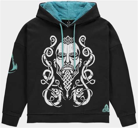 Assassins Creed Valhalla Womens Hoodie With Teddy Hood Black