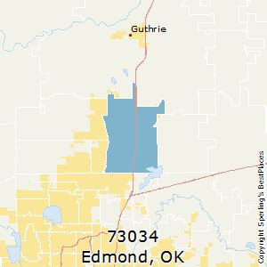 The average area for zip codes in oklahoma is 106.8 sq mi with the largest being 73933 in boise city at 1,042.5 sq mi and the smallest being 74477 in wagoner at 966,745 sq ft. Best Places to Live in Edmond (zip 73034), Oklahoma