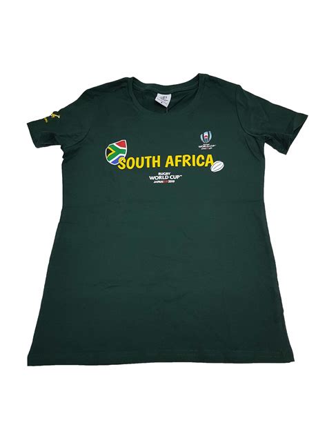 T Shirt Ladies Springboks South Africa Flag Rugby World Cup 2019 Green