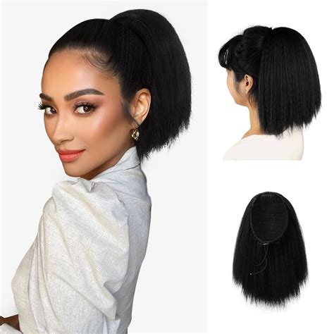 Drawstring Ponytails For Black Women Yaki Kinky Straight Ponytail Hair