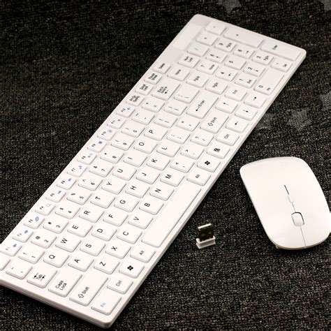 24ghz Slim Thin White Wireless Keyboard With Mouse Combo For Apple Mac Pc