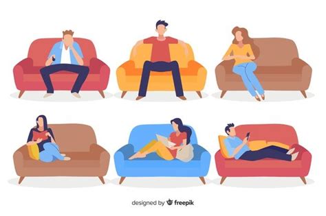 Free Vector People Sitting On A Sofa Cartoon People People