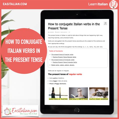 How To Conjugate Italian Verbs In The Present Tense