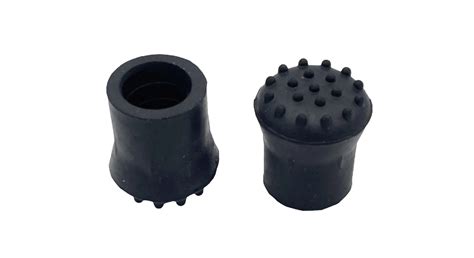 34 Inch Extra Grip Black Rubber Replacement Cane Tips 2 Pack