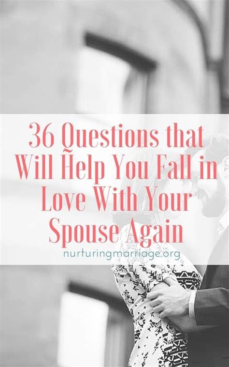 If you decide to try a relationship again with your ex, and you haven't worked on yourself, you might end up. 36 Questions That Will Help You Fall in Love With Your Spouse Again - so dreamy and romantic ...