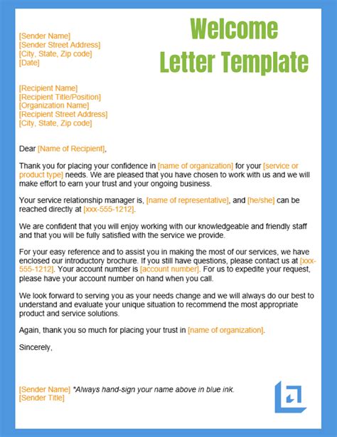 Welcome Letter Templates Free Printable