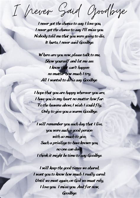 Funeral Poem I Never Said Goodbye Bereavement Memorial | Etsy