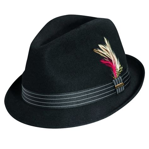 Wool Felt Fedora Hat With Feather Accent Explorer Hats
