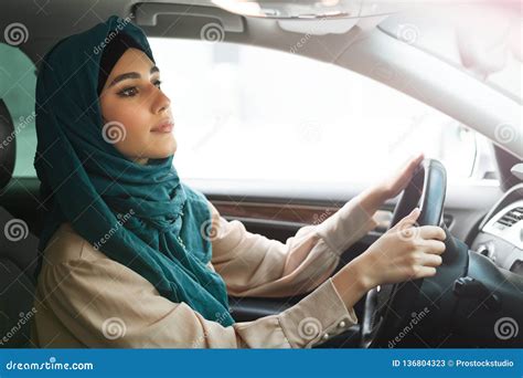 Arabic Business Lady Driving Her Car Stock Image Image Of Happy Adult 136804323