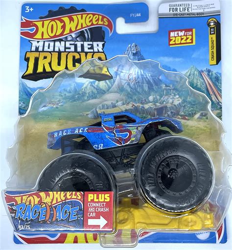 Buy Hot Wheels Monster Trucks Race Ace Black Base Connect And Crash Car Online