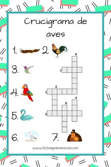 Crucigramas Para Niños Para Que Hagan Las Respuestas Con Las Aves Que