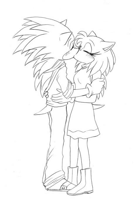 Sonic Kissing Amy Coloring Pages Sketch Coloring Page