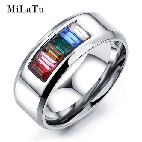 Milatu Fashion Lgbt Ring Stainless Steel Gay Pride Jewelry Wedding
