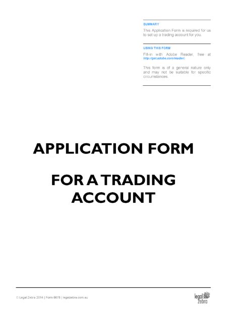 Account Application Form Template Australia Free Trade Agreement Aufta