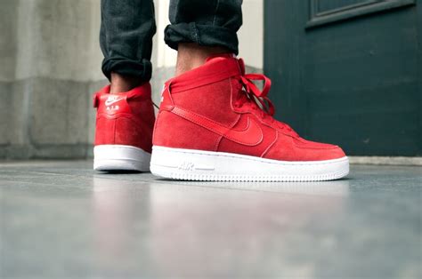 Nike Air Force 1 High 07 Red Suede Sneaker Bar Detroit