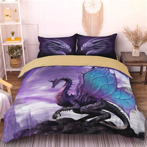 Flying Dragon Duvet Cover With 2 Pillowcases 3d Printed Dragon Bedding