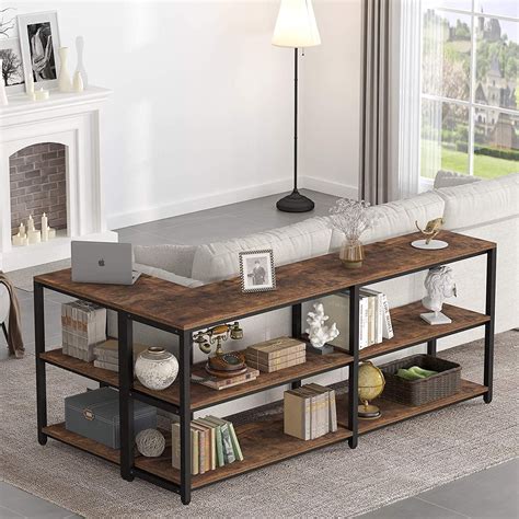 709 Inches Long Sofa Table Industrial Behind Couch Table With Storage