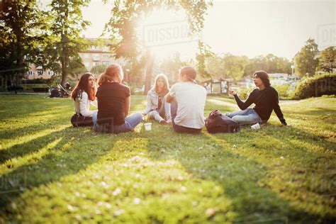 Teenagers spending leisure time at park - Stock Photo - Dissolve