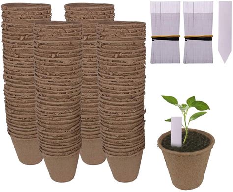 Hhhc 200 Pack 315 Round Biodegradable Peat Pots Plant Seedling