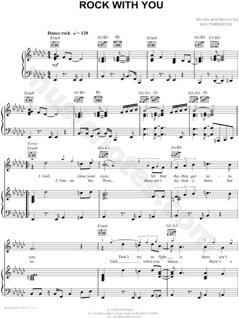 Michael Jackson Rock With You Sheet Music In Gb Major Transposable