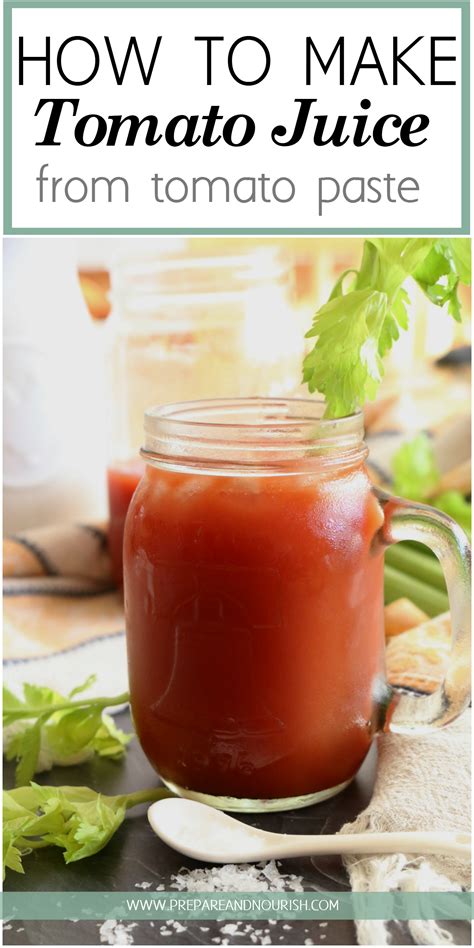 It has some tomato paste to thicken it, it has spices and aromatic vegetables like onions, carrots and garlic, just like tomato sauce. How to Make Tomato Juice from Tomato Paste - Did you know you can easily make tomato juice out ...
