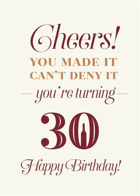 Cheers To Turning 30 30th Birthday Cards Creative Cards Birthday Cards
