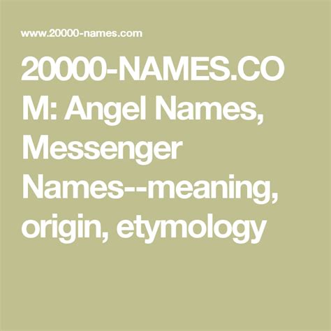 20000 Namescom Angel Names Messenger Names Meaning Origin