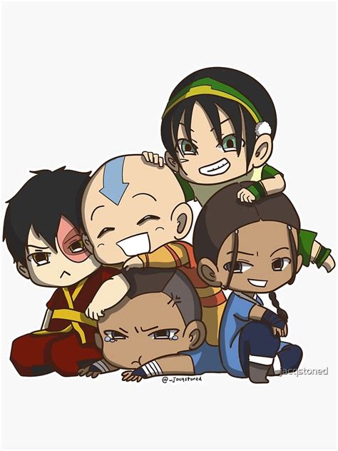 Avatar The Last Airbender Chibi Gaang Sticker Sticker By Jacqstoned