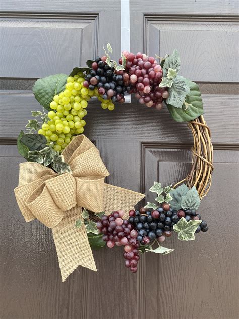 Grapevine Wreath With Grapes Etsy