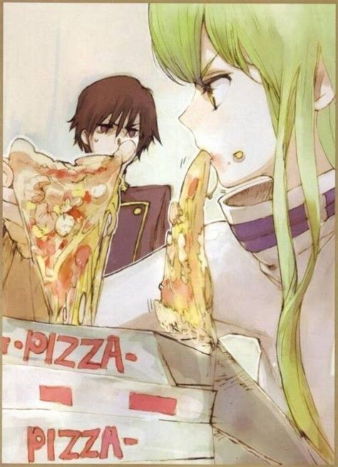 Cute Anime Characters Enjoying Pizza Together