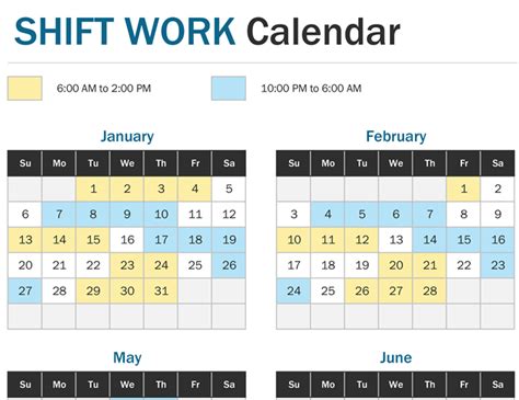 Work Shift Calendar Freetemplatespro
