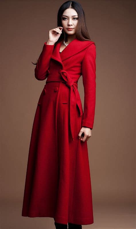 Red Maxi Dress Coat For Women Red Winter Jacket For Women Ultra Long