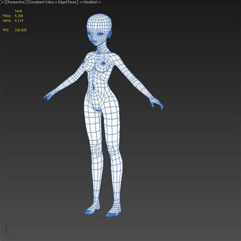 Female Low Poly 3d Model Game Ready Max Obj 3ds Fbx Stl Dae